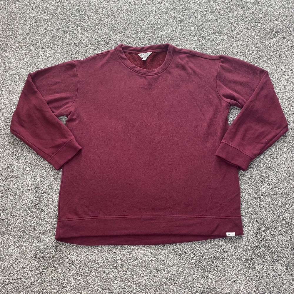 Orvis Sweater Mens M Red Pullover Crewneck Sweatshirt Casual Outdoor Hiking Warm